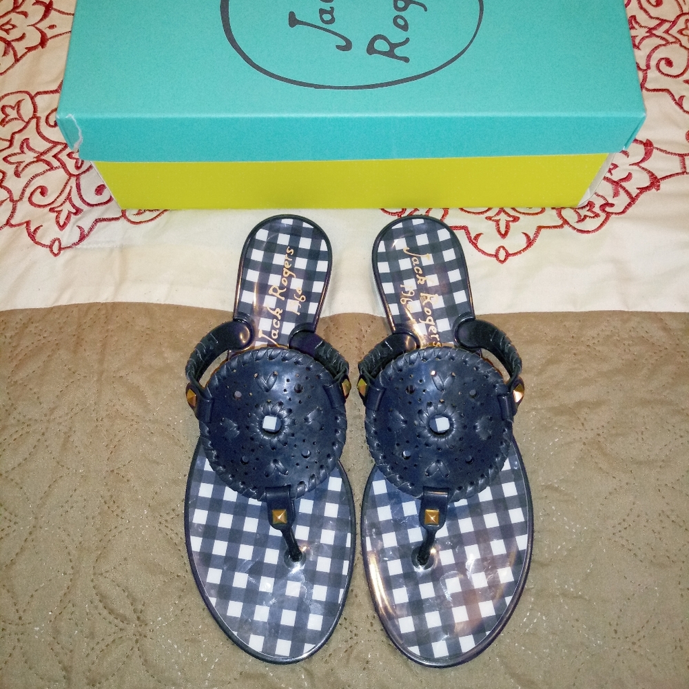 Jack Rogers Gingham Georgica Jelly Sandal - Picture 2 of 8